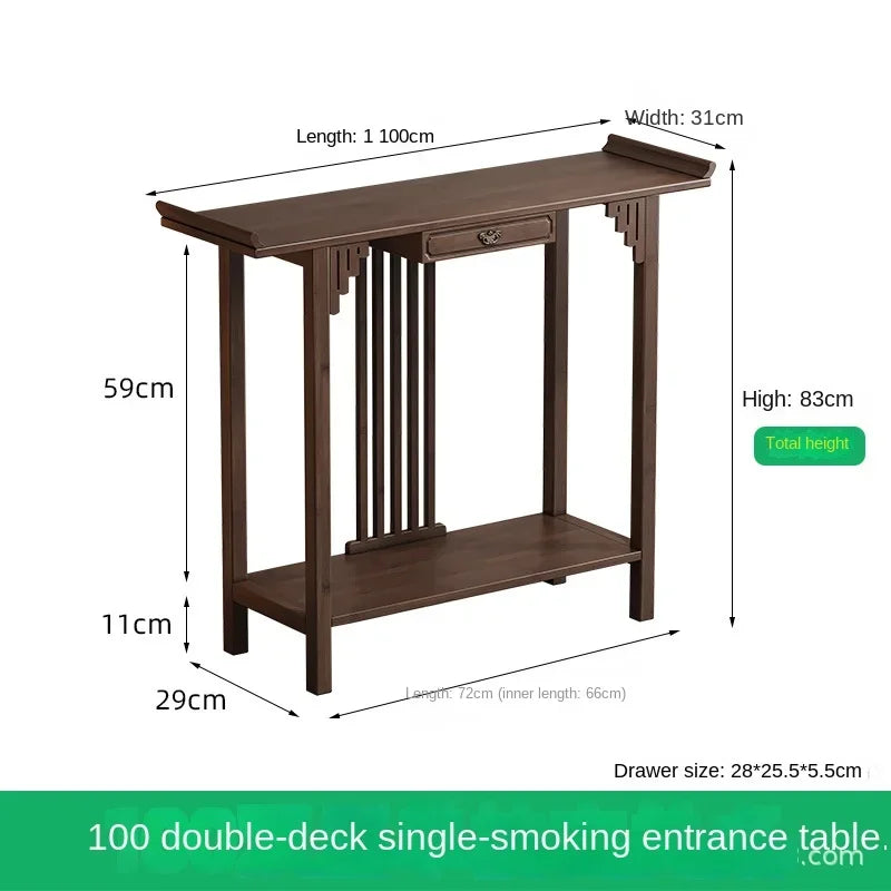 New Chinese-style offering table for the God of Wealth, bamboo and solid wood entrance cabinet, modern living room Buddhist nich
