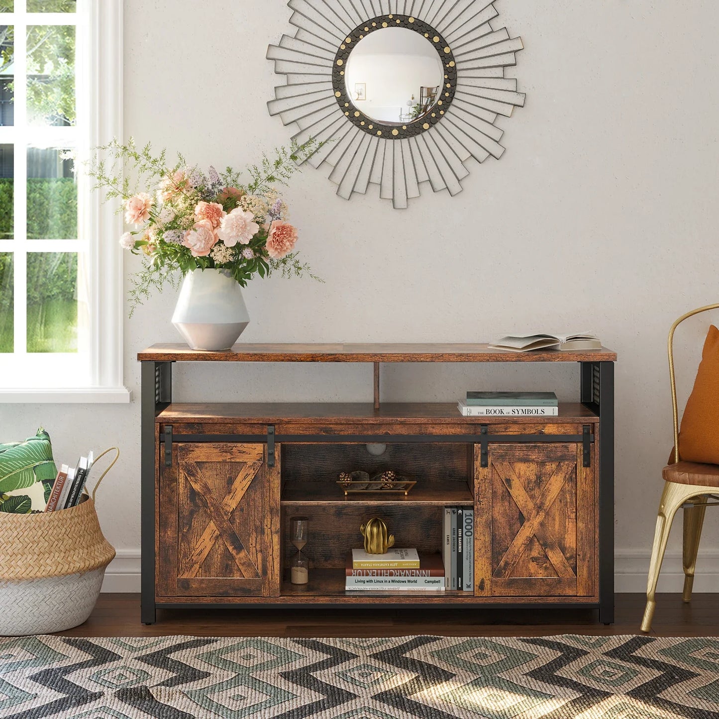 TV Cabinet with Sliding Barn Doors