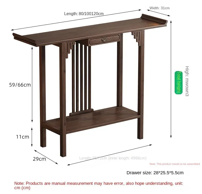 New Chinese-style offering table for the God of Wealth, bamboo and solid wood entrance cabinet, modern living room Buddhist nich