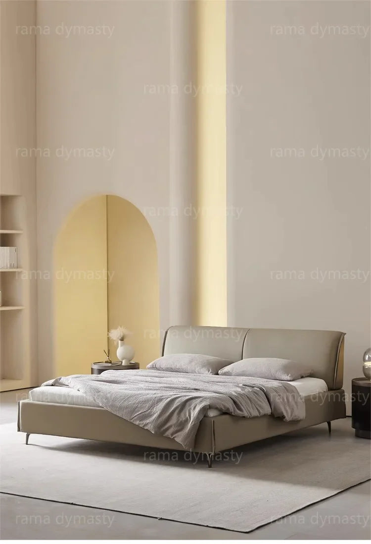 Modern Leather Wingback King/Queen Soft Bed Frame with Upholstered Headboard Can be Customzied