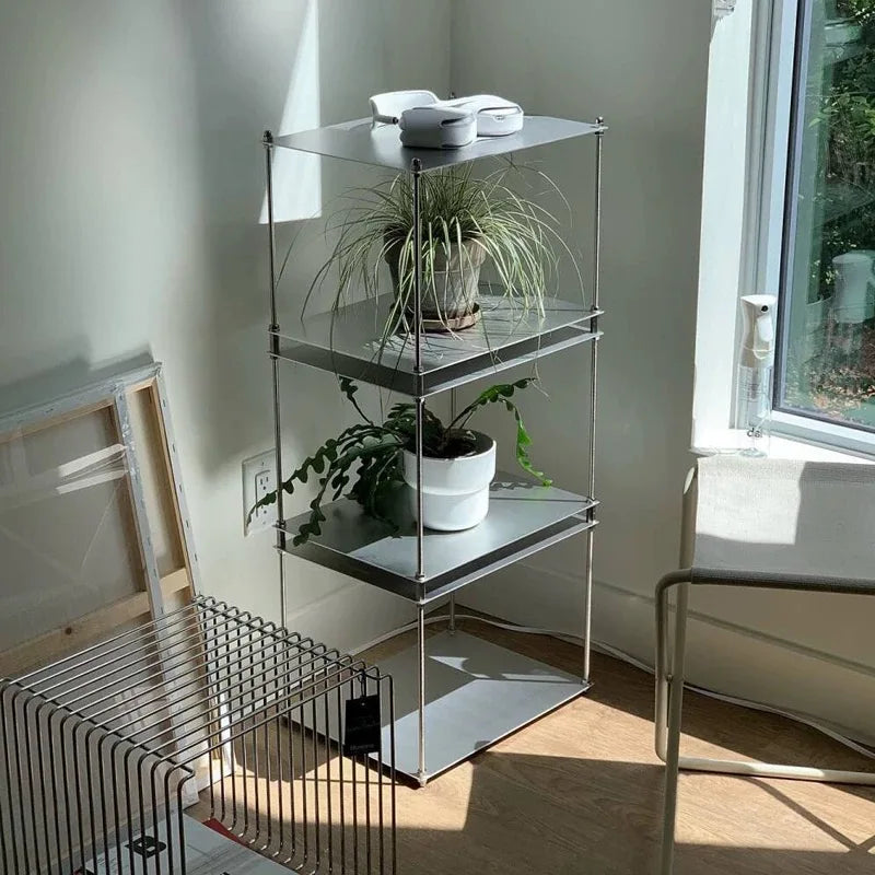 Stainless Steel Metal Bauhaus Modular Storage Rack Floor Stand Living Room Bedside Table Bookshelf Edge Coffee Movable Corner