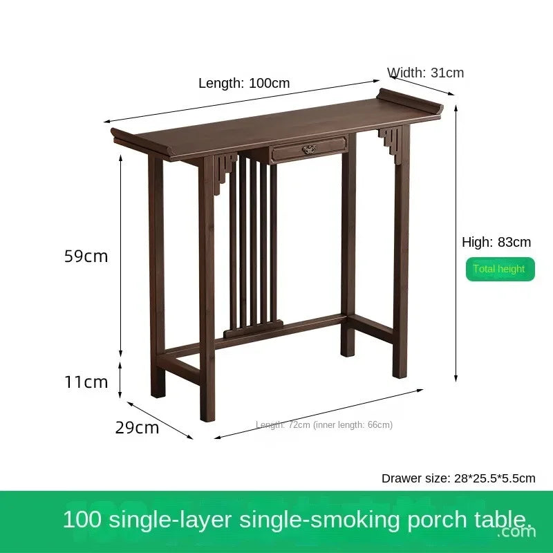 New Chinese-style offering table for the God of Wealth, bamboo and solid wood entrance cabinet, modern living room Buddhist nich