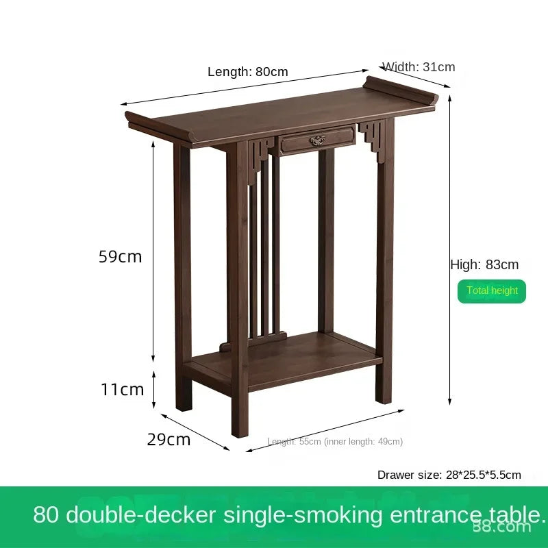 New Chinese-style offering table for the God of Wealth, bamboo and solid wood entrance cabinet, modern living room Buddhist nich