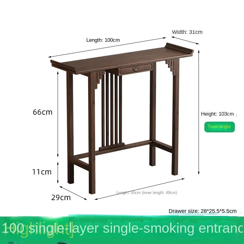New Chinese-style offering table for the God of Wealth, bamboo and solid wood entrance cabinet, modern living room Buddhist nich