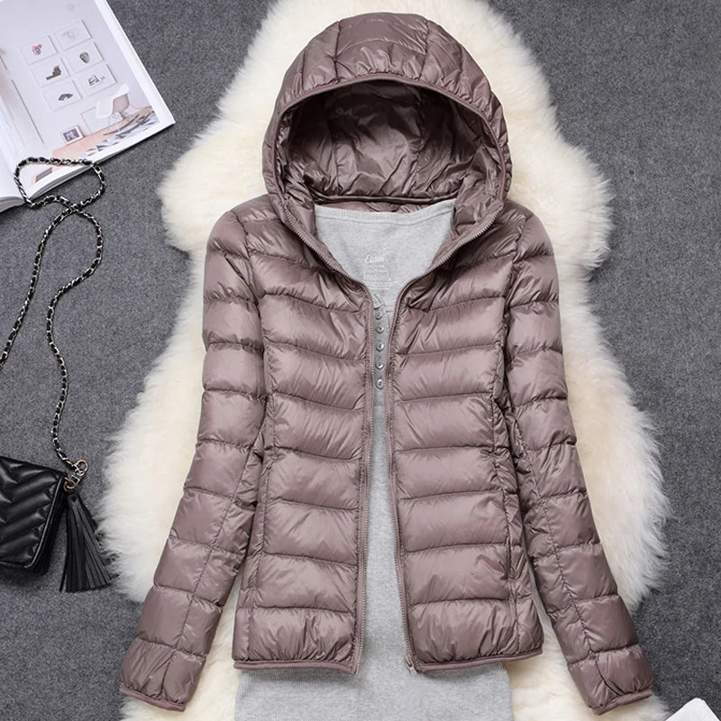 Women's Lightweight Packable Puffer Jacket | Hooded Down Coat
