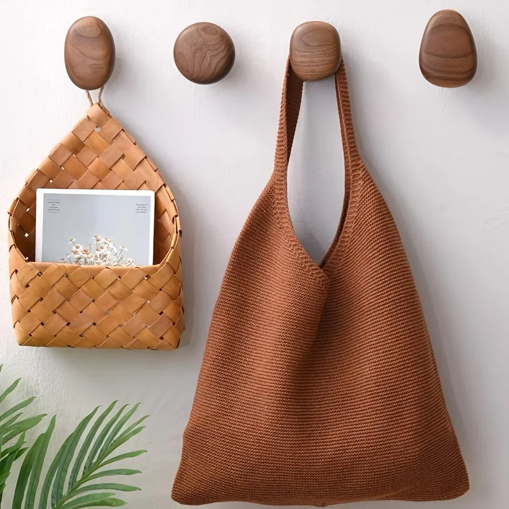 4pcs Wooden Coat Rack Wall Mounted