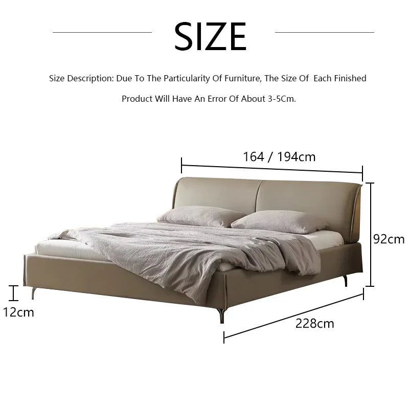 Modern Leather Wingback King/Queen Soft Bed Frame with Upholstered Headboard Can be Customzied