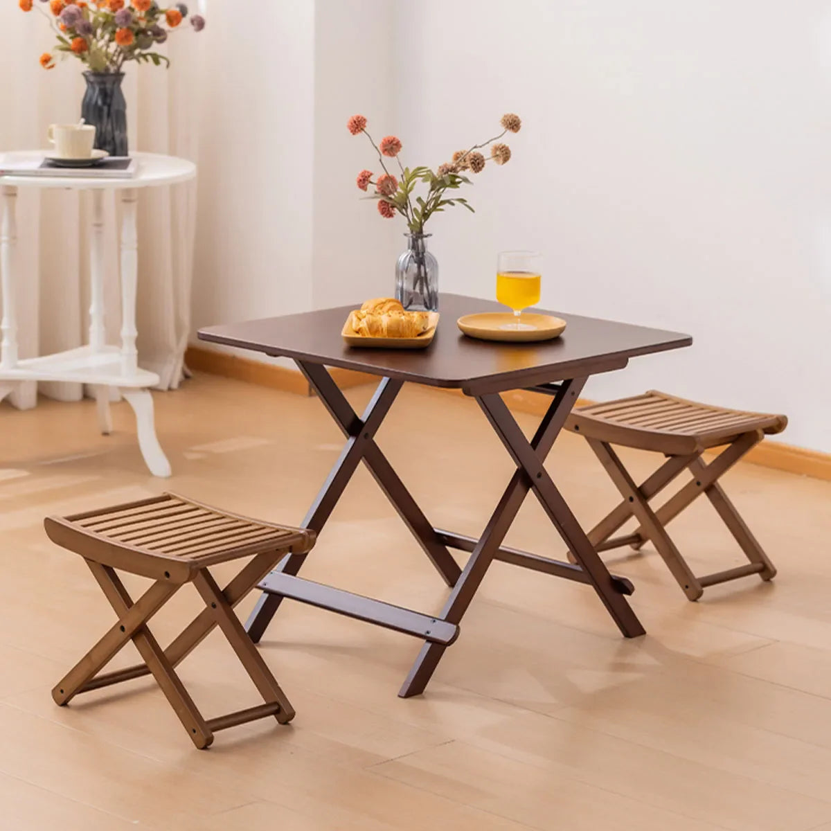 Portable Folding Bamboo Shower Stool - Spa-Style Foldable Bath Seat