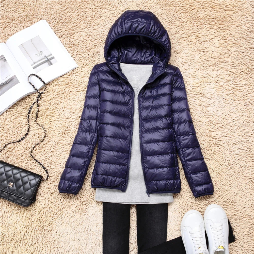Women's Lightweight Packable Puffer Jacket | Hooded Down Coat