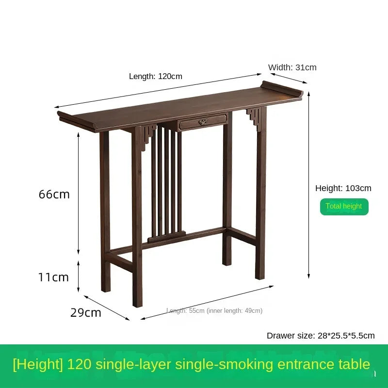 New Chinese-style offering table for the God of Wealth, bamboo and solid wood entrance cabinet, modern living room Buddhist nich