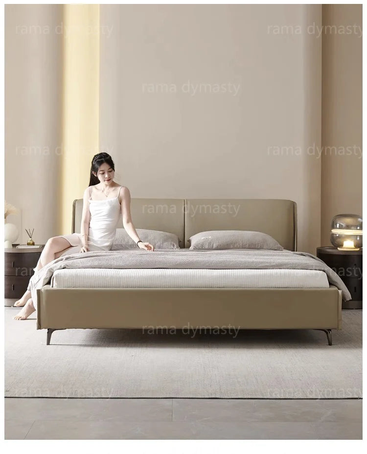 Modern Leather Wingback King/Queen Soft Bed Frame with Upholstered Headboard Can be Customzied