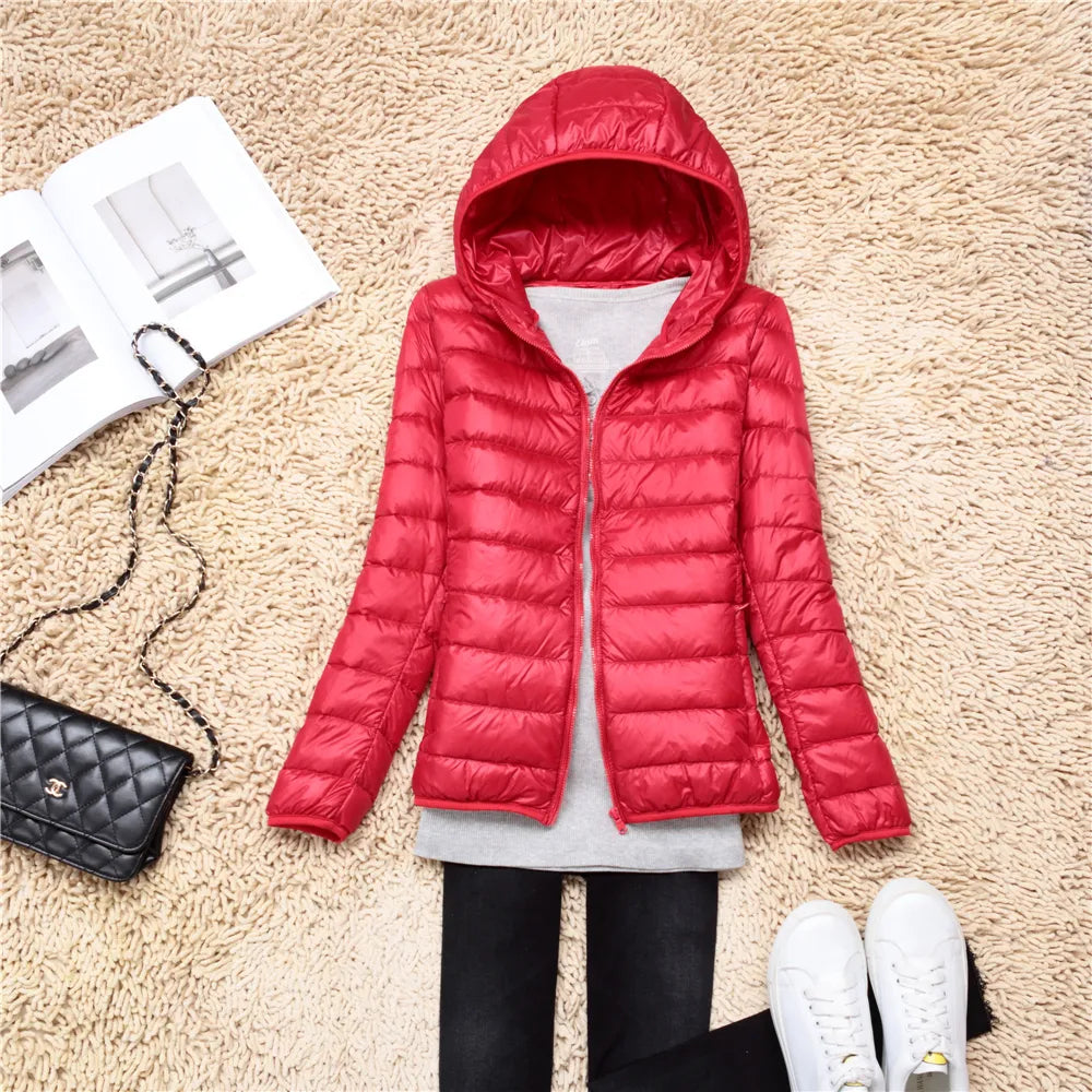 Women's Lightweight Packable Puffer Jacket | Hooded Down Coat