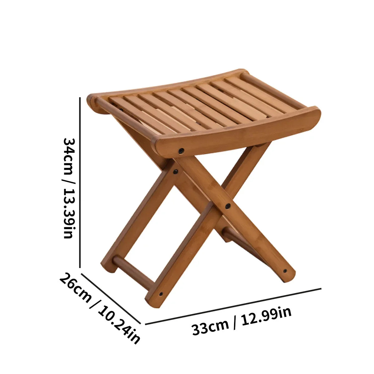 Portable Folding Bamboo Shower Stool - Spa-Style Foldable Bath Seat