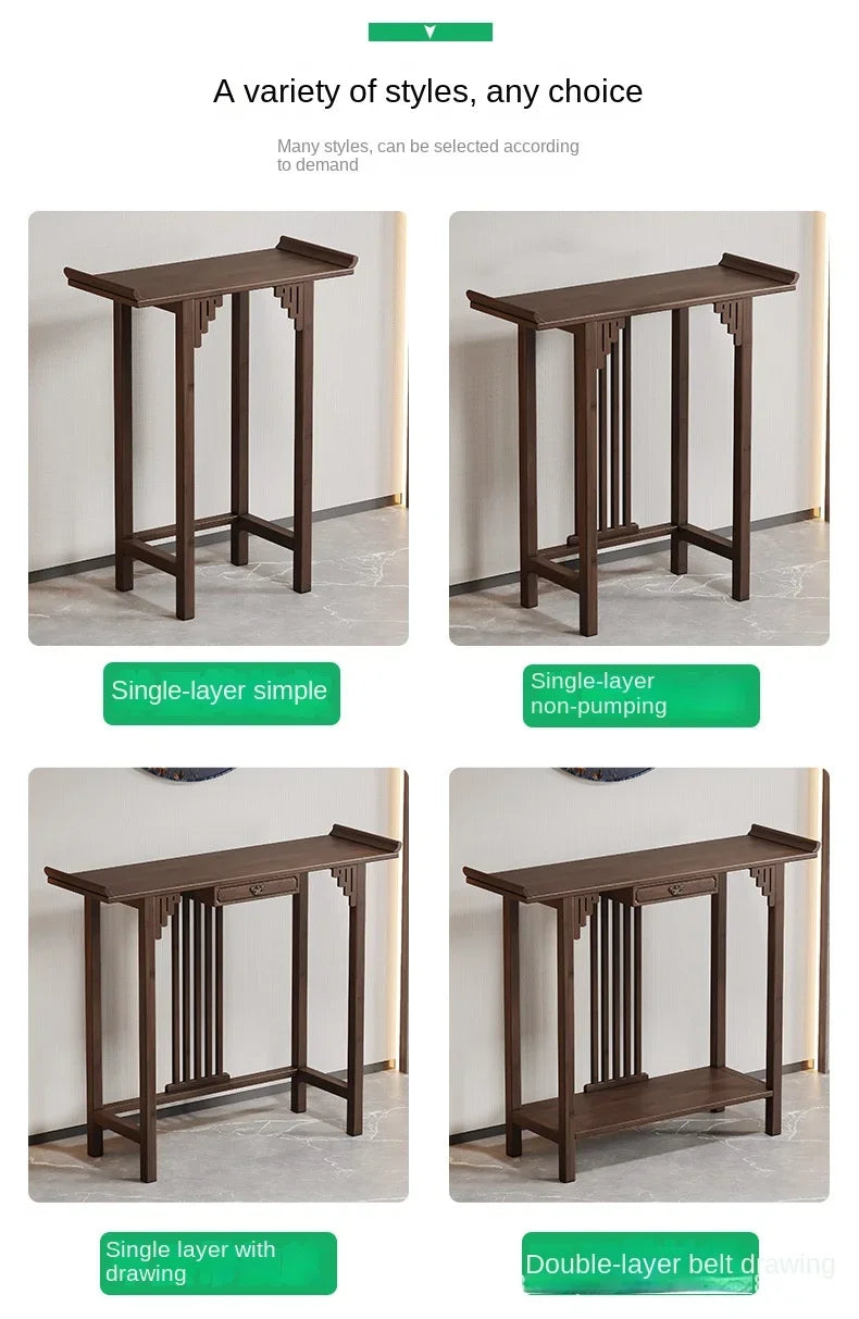 New Chinese-style offering table for the God of Wealth, bamboo and solid wood entrance cabinet, modern living room Buddhist nich