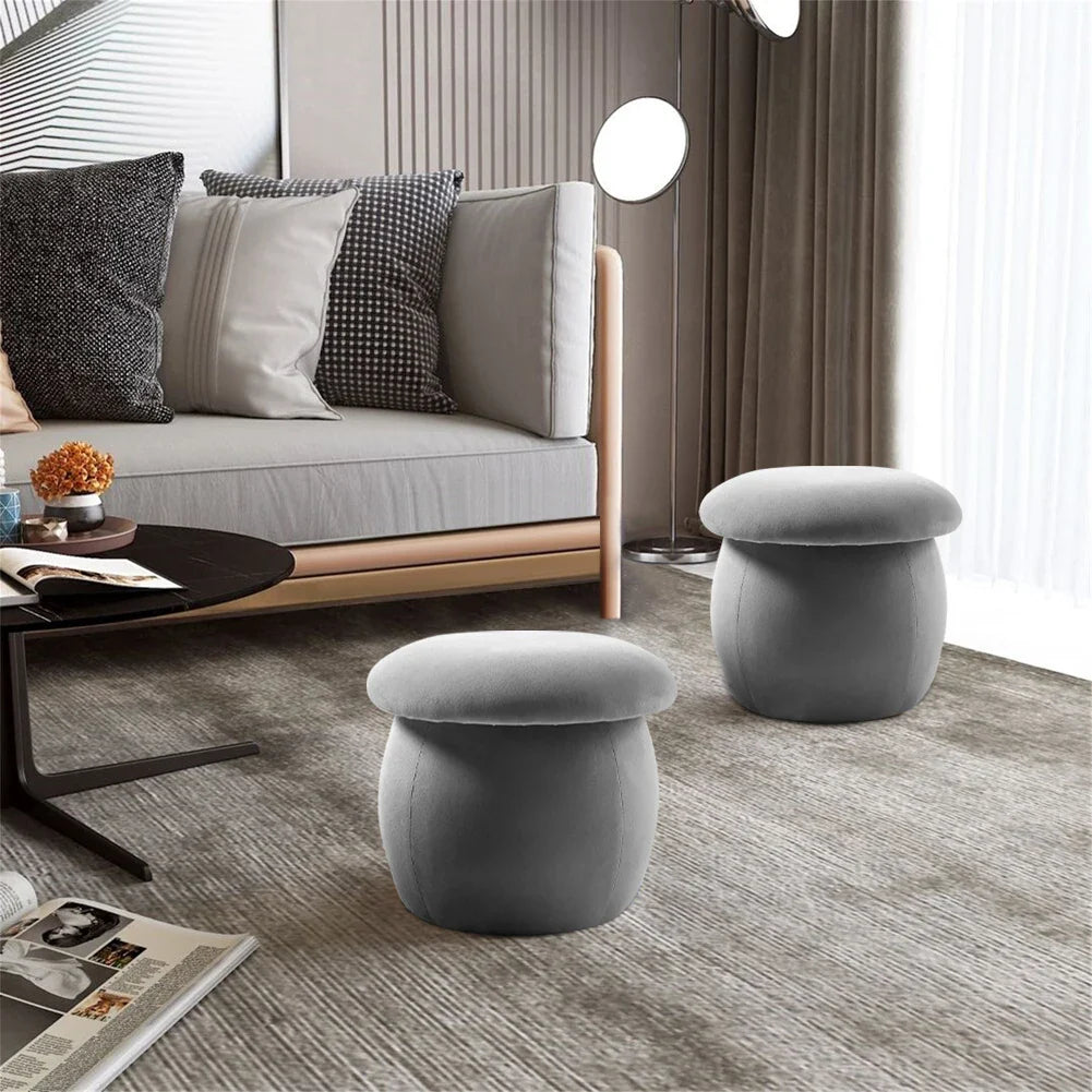Simple Velvet Mushroom Footstool