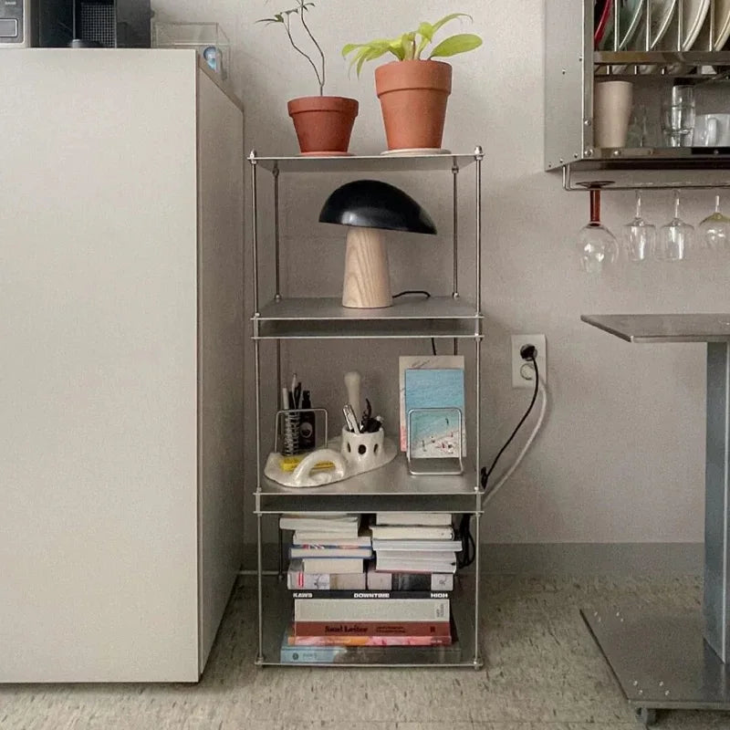 Stainless Steel Metal Bauhaus Modular Storage Rack Floor Stand Living Room Bedside Table Bookshelf Edge Coffee Movable Corner