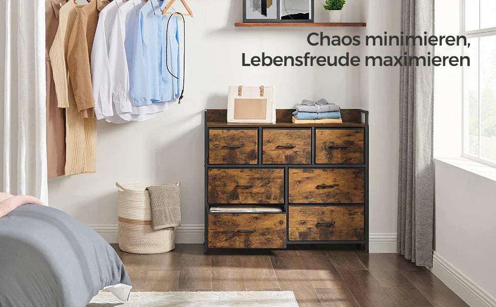 7 Drawers Industrial Style Metal Frame Dresser