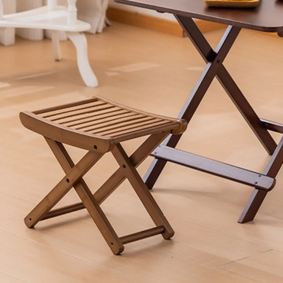 Portable Folding Bamboo Shower Stool - Spa-Style Foldable Bath Seat