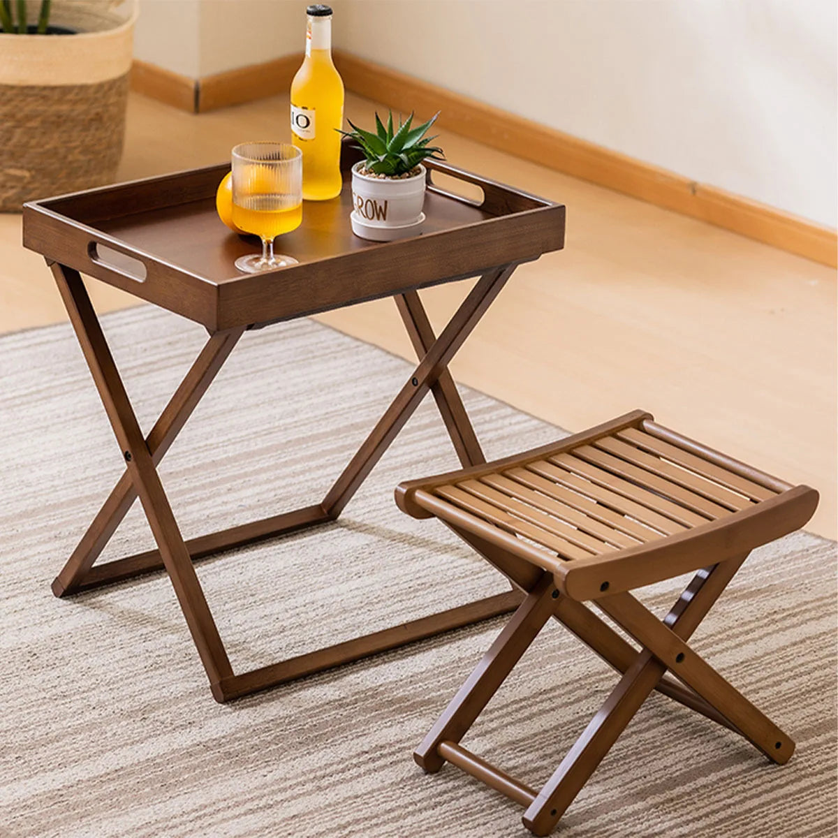 Portable Folding Bamboo Shower Stool - Spa-Style Foldable Bath Seat