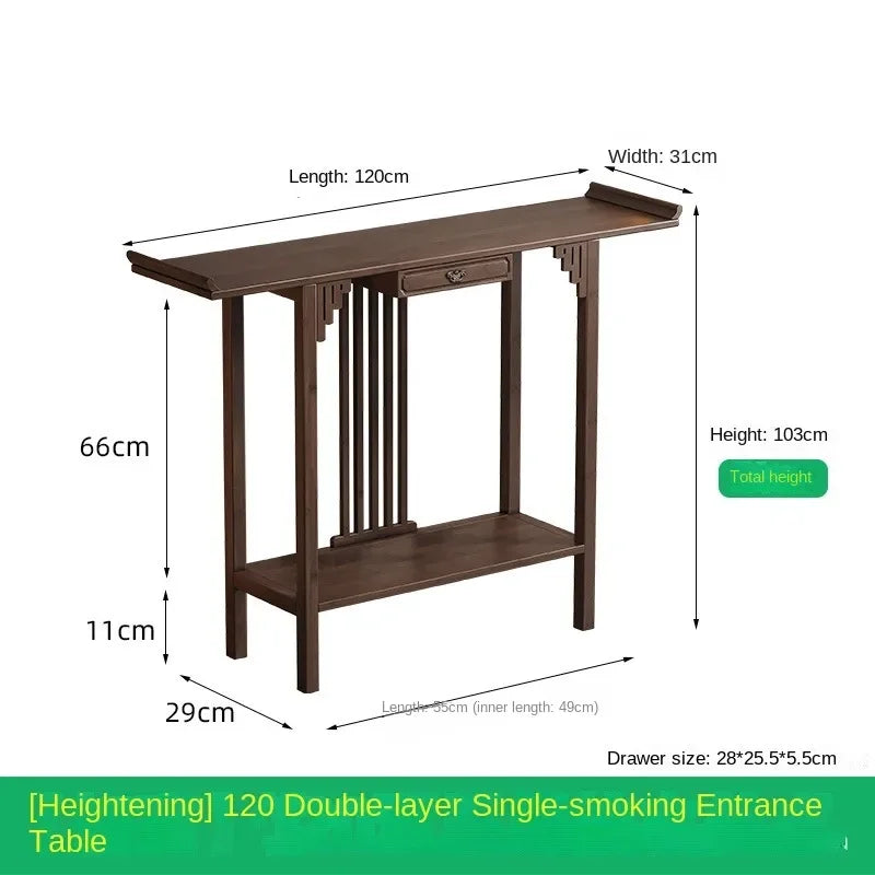 New Chinese-style offering table for the God of Wealth, bamboo and solid wood entrance cabinet, modern living room Buddhist nich