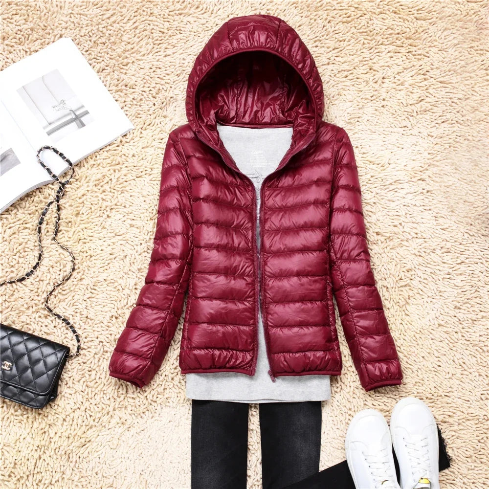 Women's Lightweight Packable Puffer Jacket | Hooded Down Coat
