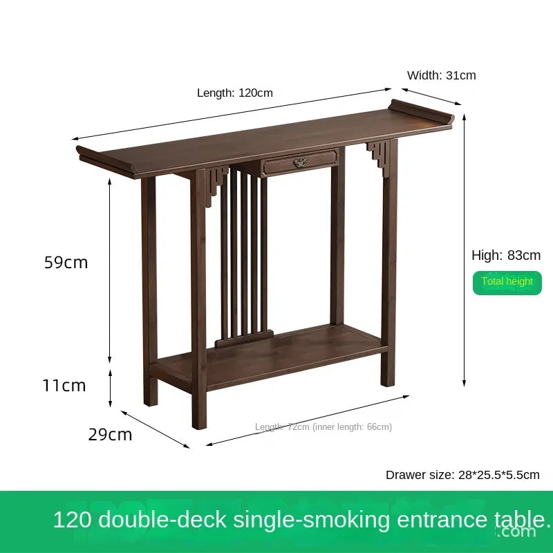 New Chinese-style offering table for the God of Wealth, bamboo and solid wood entrance cabinet, modern living room Buddhist nich