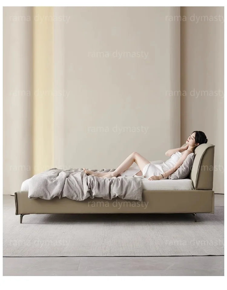 Modern Leather Wingback King/Queen Soft Bed Frame with Upholstered Headboard Can be Customzied