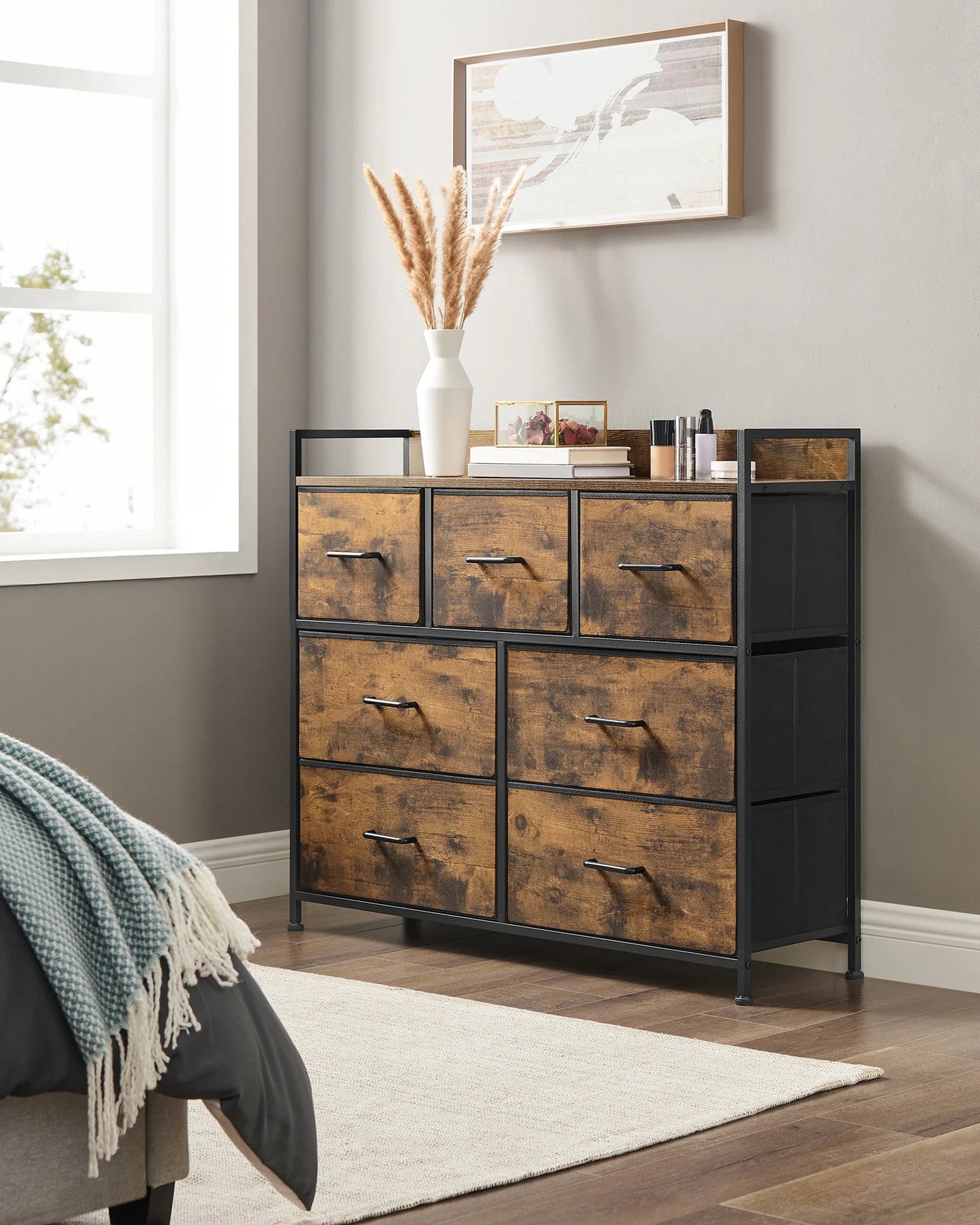 7 Drawers Industrial Style Metal Frame Dresser