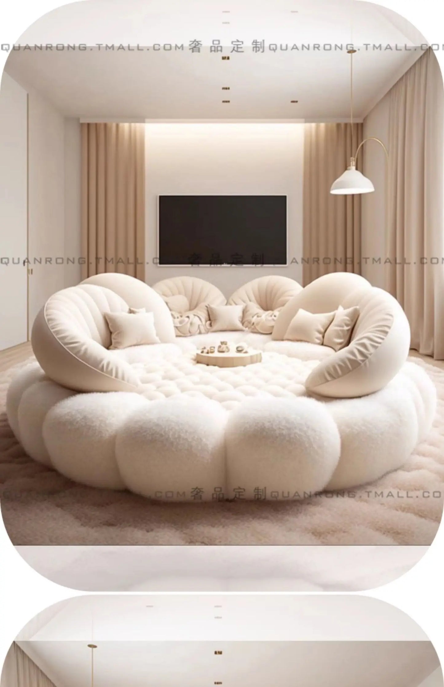 Round Aesthetics Soft Bed Frame