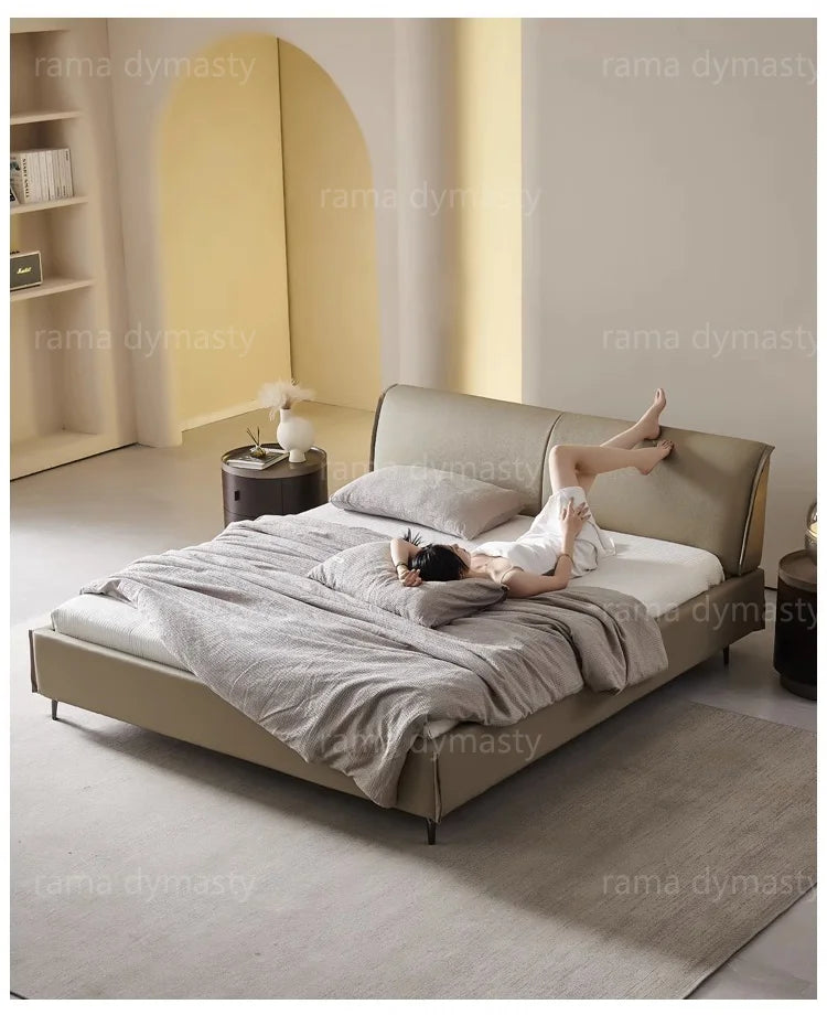 Modern Leather Wingback King/Queen Soft Bed Frame with Upholstered Headboard Can be Customzied