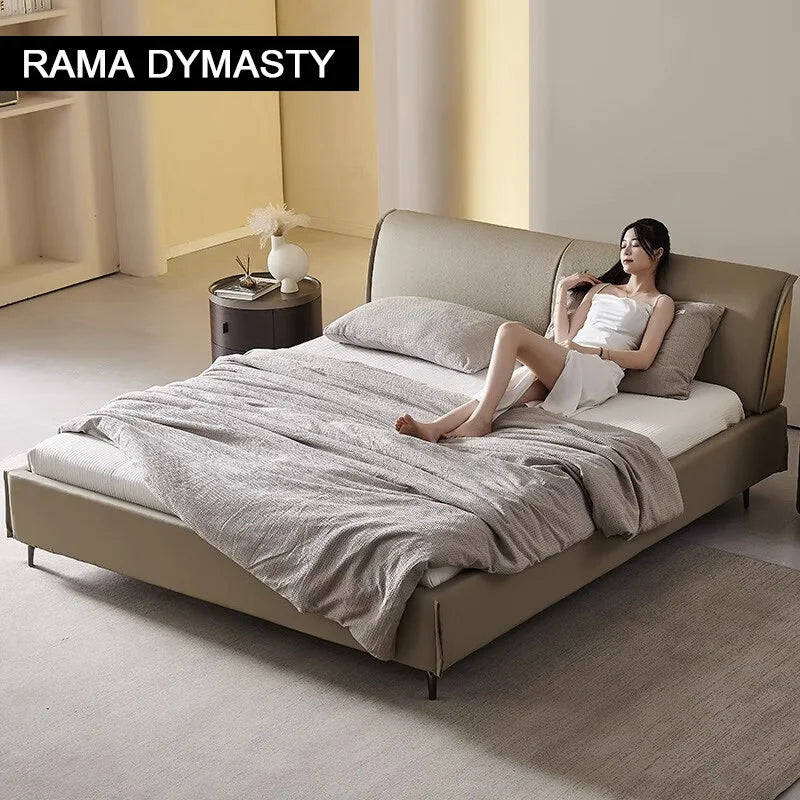 Modern Leather Wingback King/Queen Soft Bed Frame with Upholstered Headboard Can be Customzied