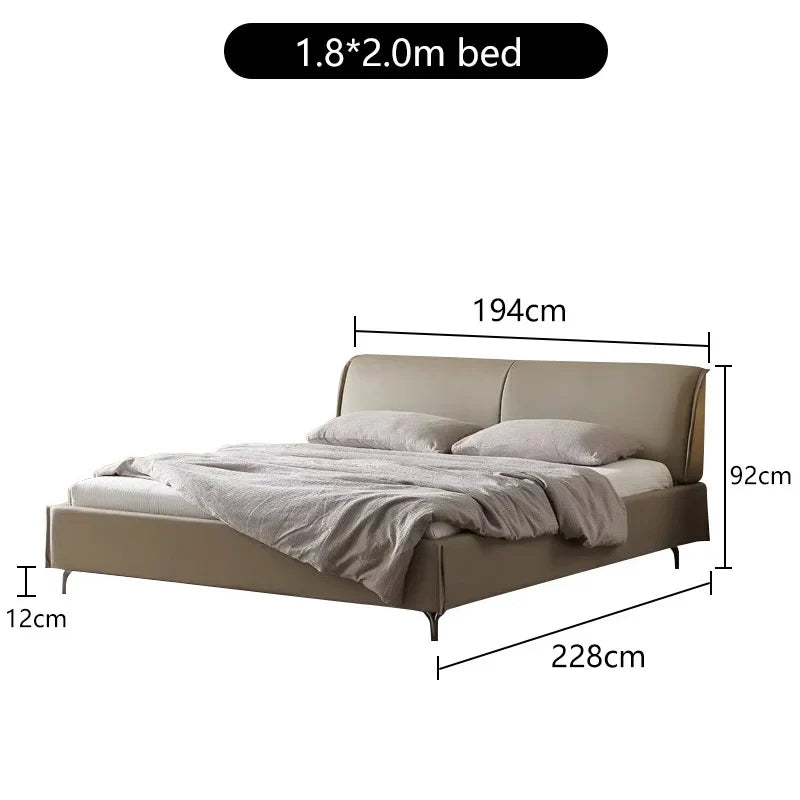 Modern Leather Wingback King/Queen Soft Bed Frame with Upholstered Headboard Can be Customzied