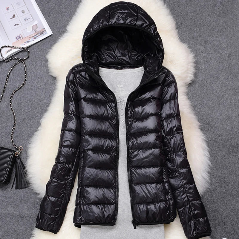 Women's Lightweight Packable Puffer Jacket | Hooded Down Coat