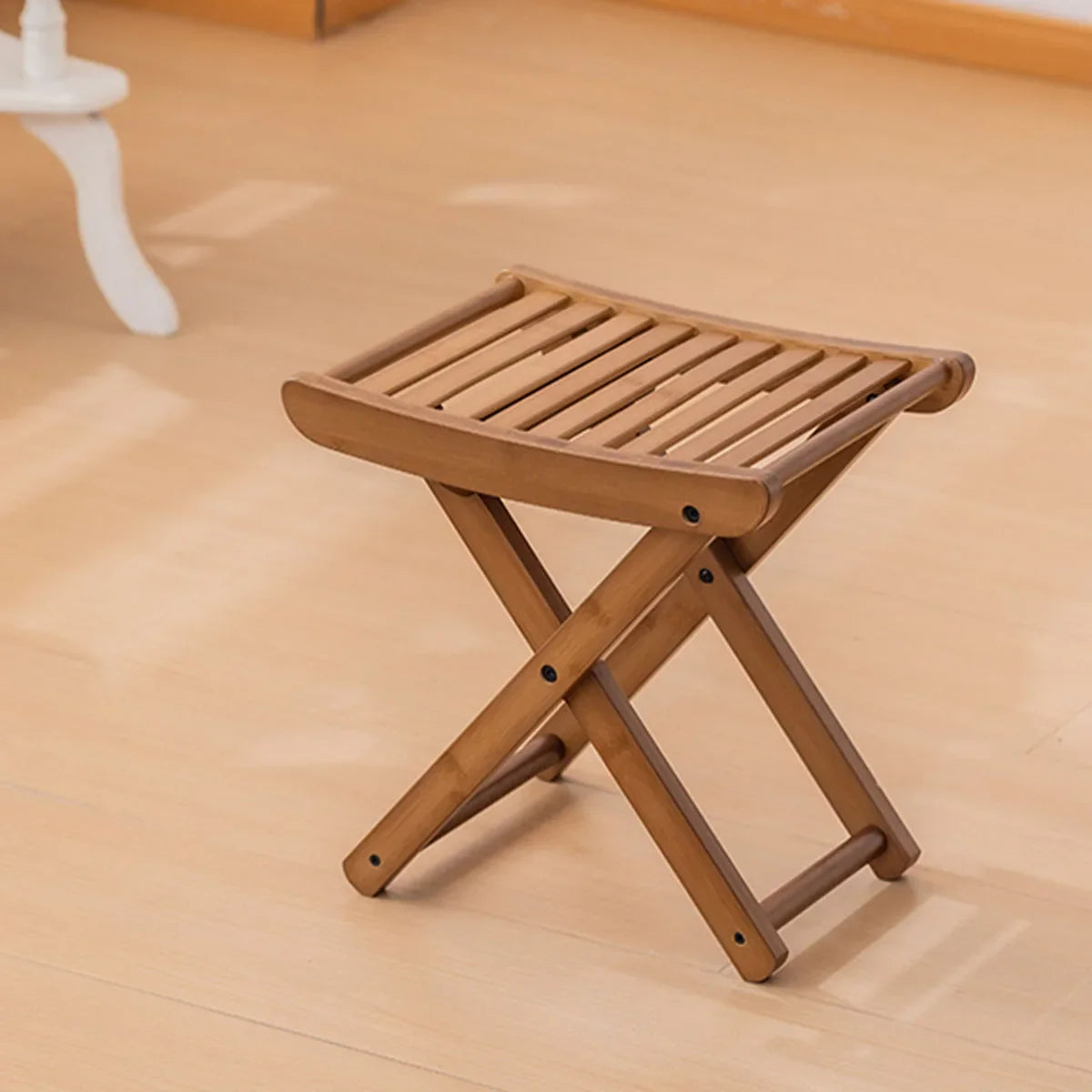 Portable Folding Bamboo Shower Stool - Spa-Style Foldable Bath Seat