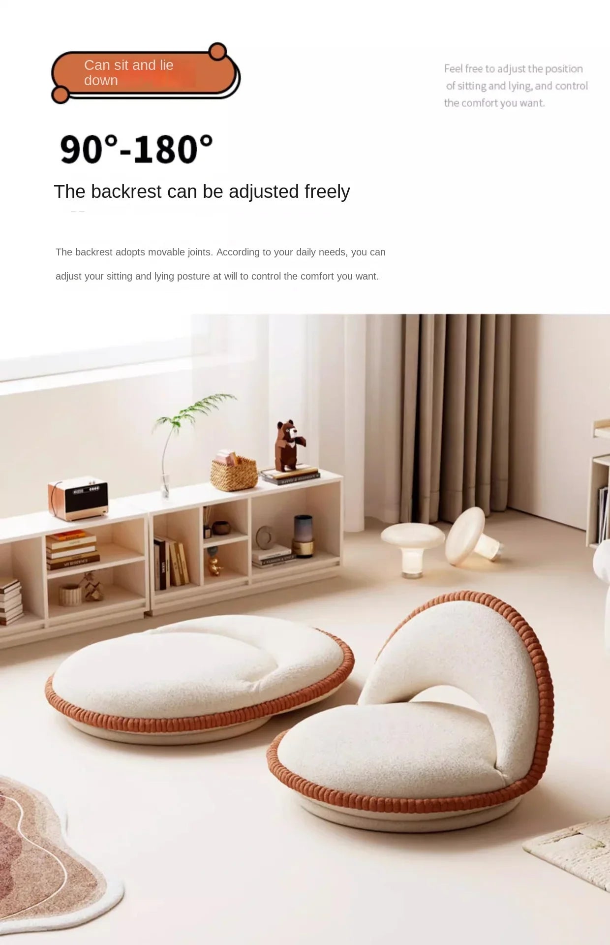 X&D Lazy Bed Sofa Bay Window Backrest Tatami Living Room Balcony Single Seat Cushion Bedroom Foldable Seat Hot Sale Dropship