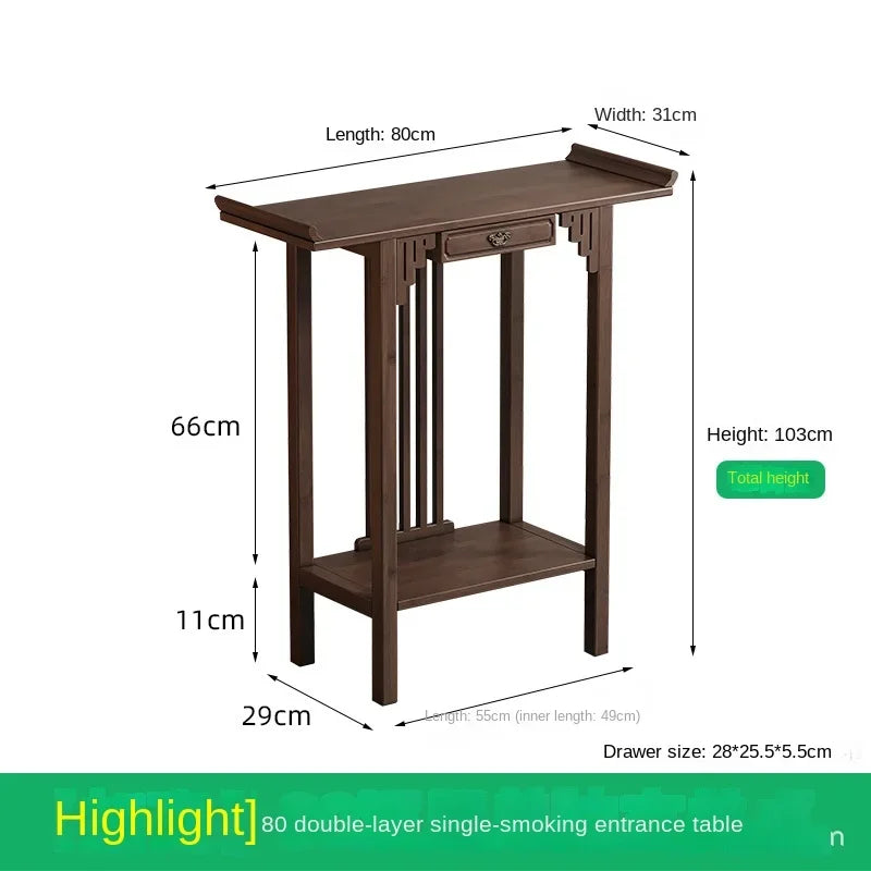 New Chinese-style offering table for the God of Wealth, bamboo and solid wood entrance cabinet, modern living room Buddhist nich