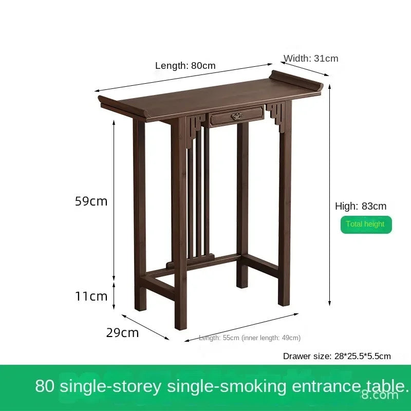 New Chinese-style offering table for the God of Wealth, bamboo and solid wood entrance cabinet, modern living room Buddhist nich