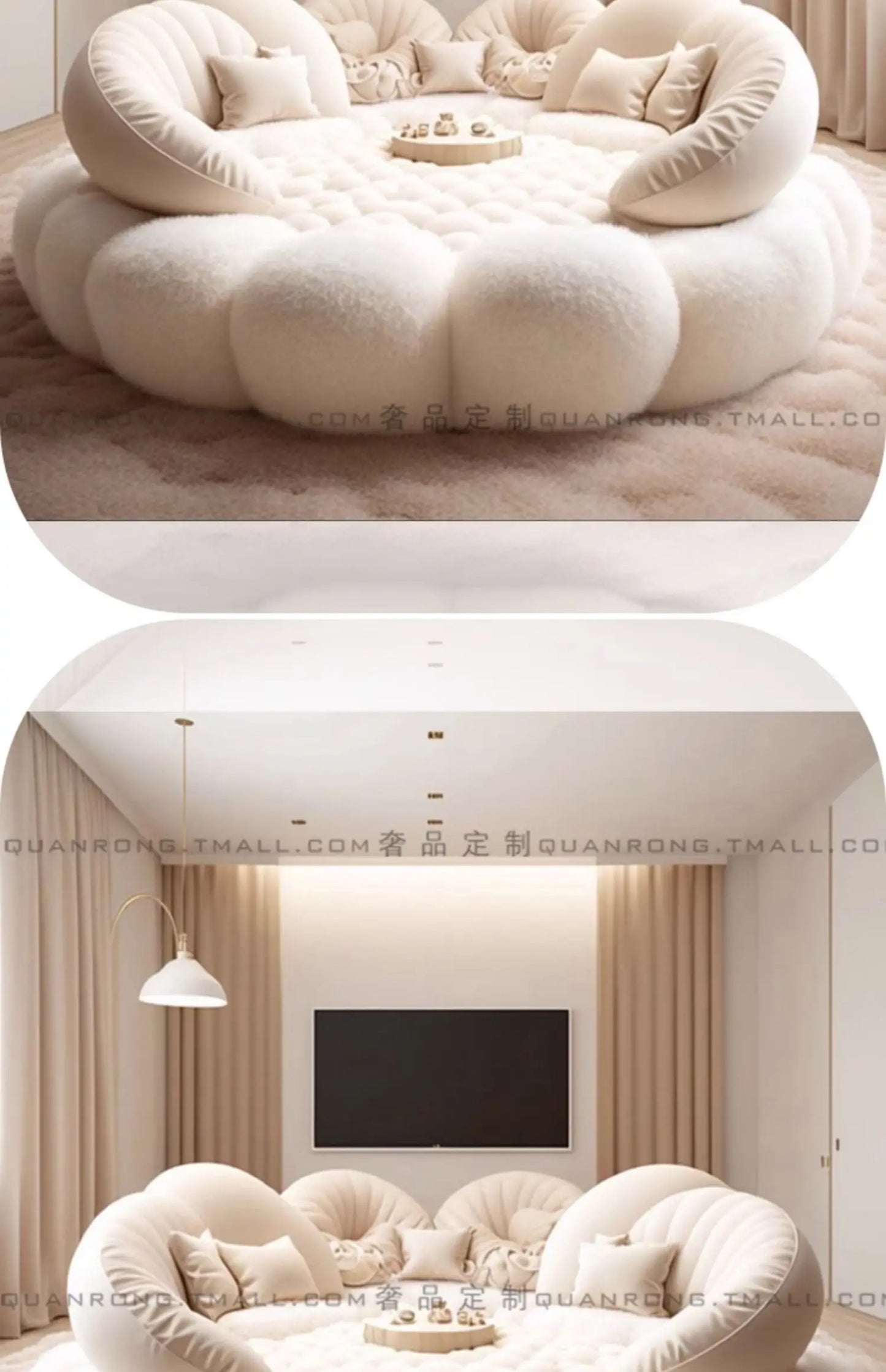 Round Aesthetics Soft Bed Frame