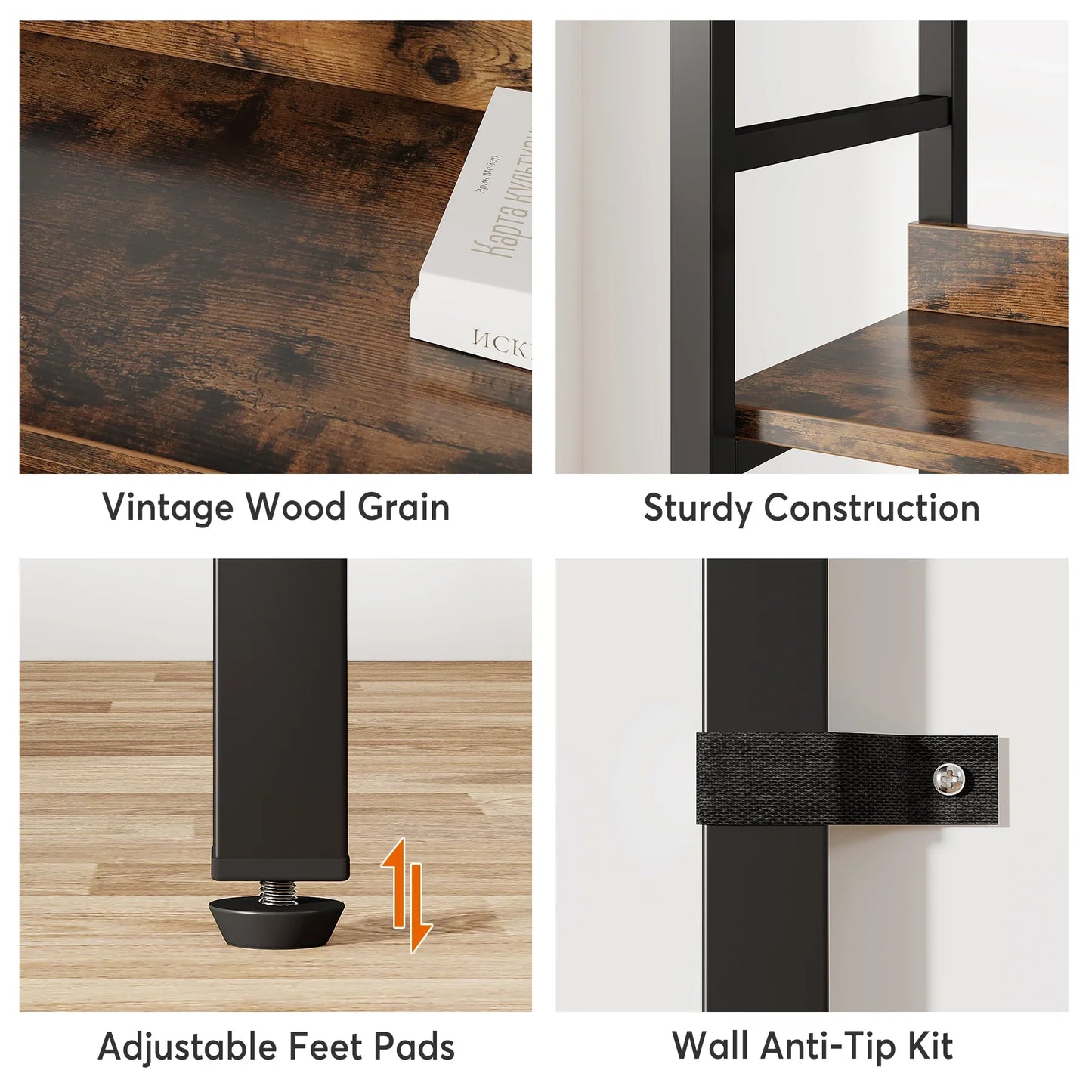 5-Tier Industrial Bookshelf