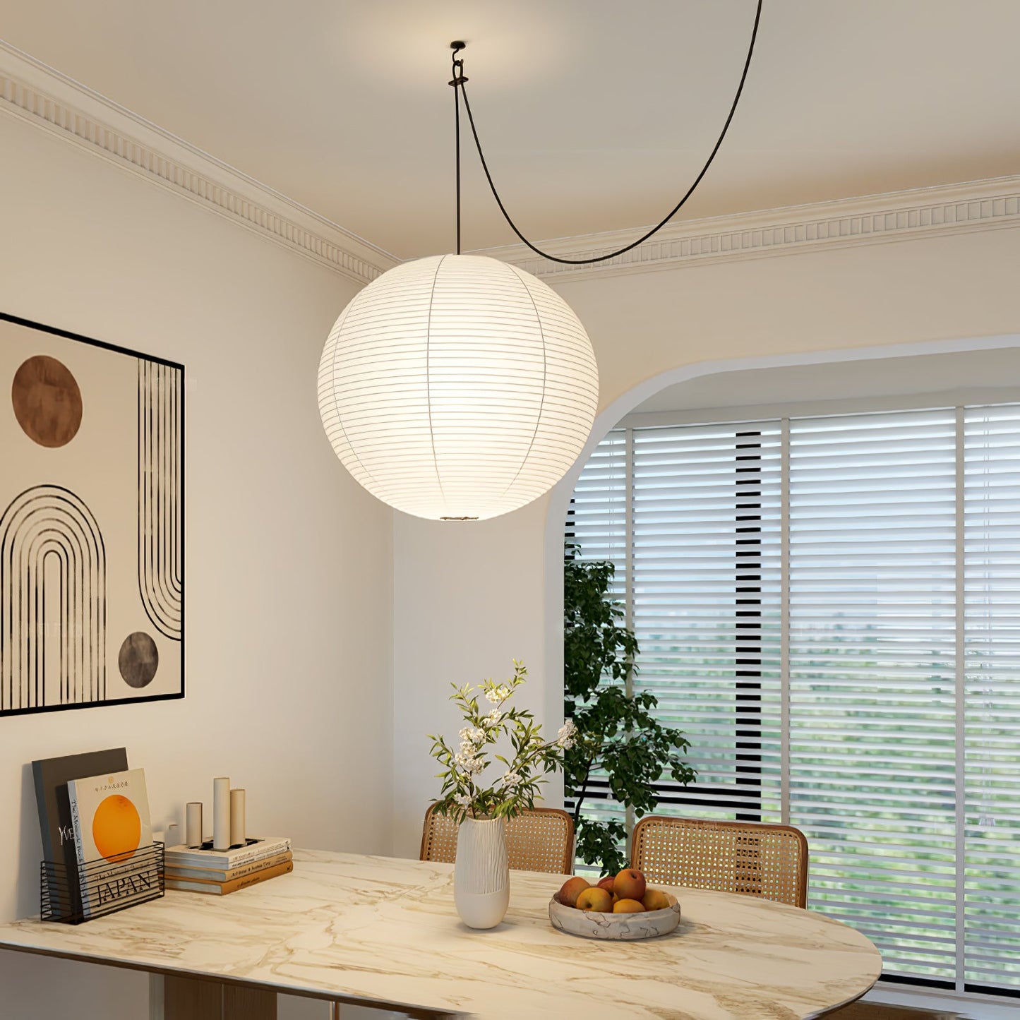 Akari A Pendant Swag Light (black plug wire)