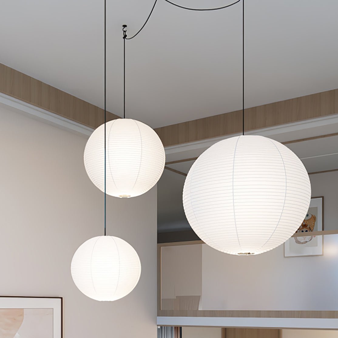 Akari A Pendant Swag Light (black plug wire)