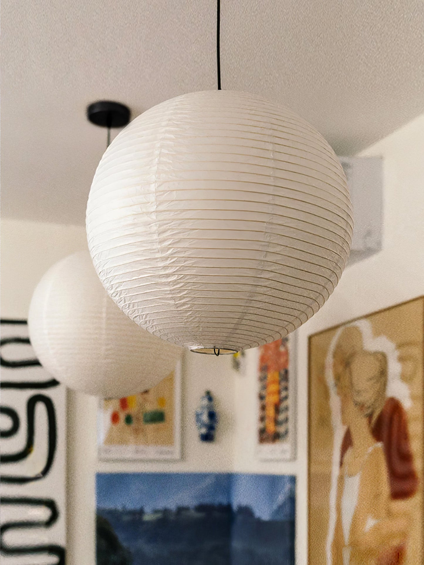 Akari A Pendant Swag Light (black plug wire)