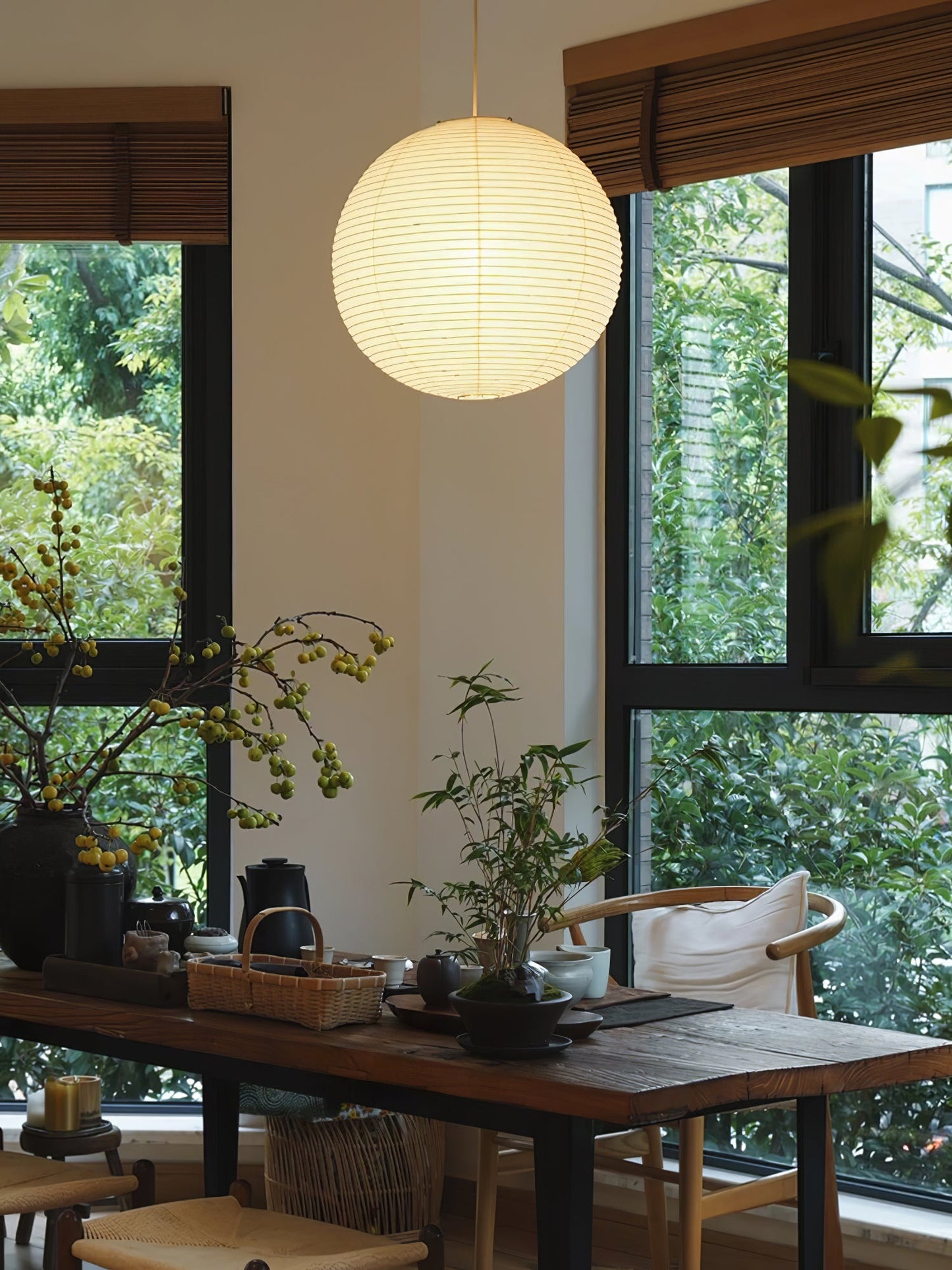 Akari A Pendant Swag Light (black plug wire)