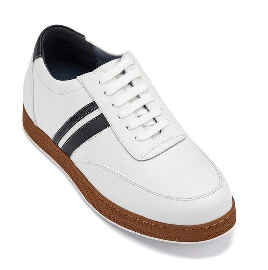 CALTO White Leather Sneakers - 2.8 inches - Y2821