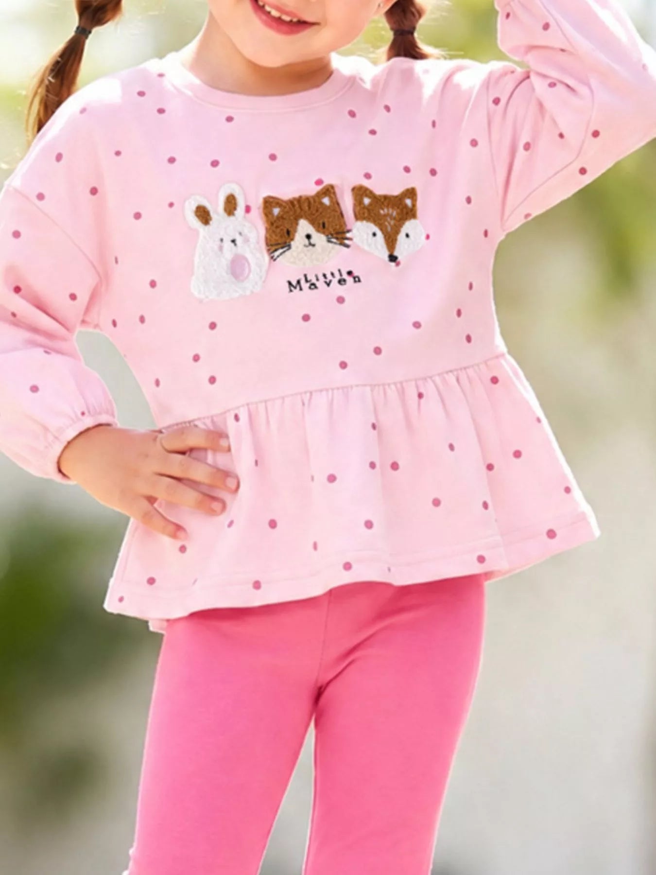 Children's Animal Peplum Top and Leggings Set