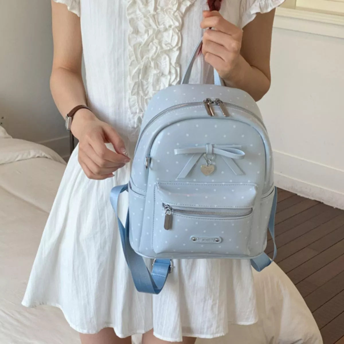 Polka Dot Bow Backpack Bag