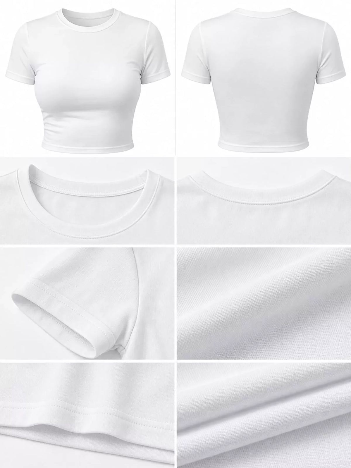 Slim Fit Basic Crew Neck Short Sleeve Crop T-Shirt