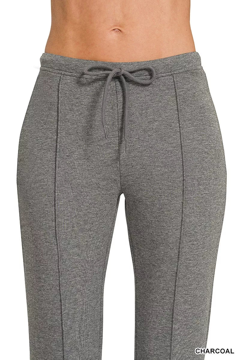 Zenana Drawstring Scuba Stretch Pintuck Pants