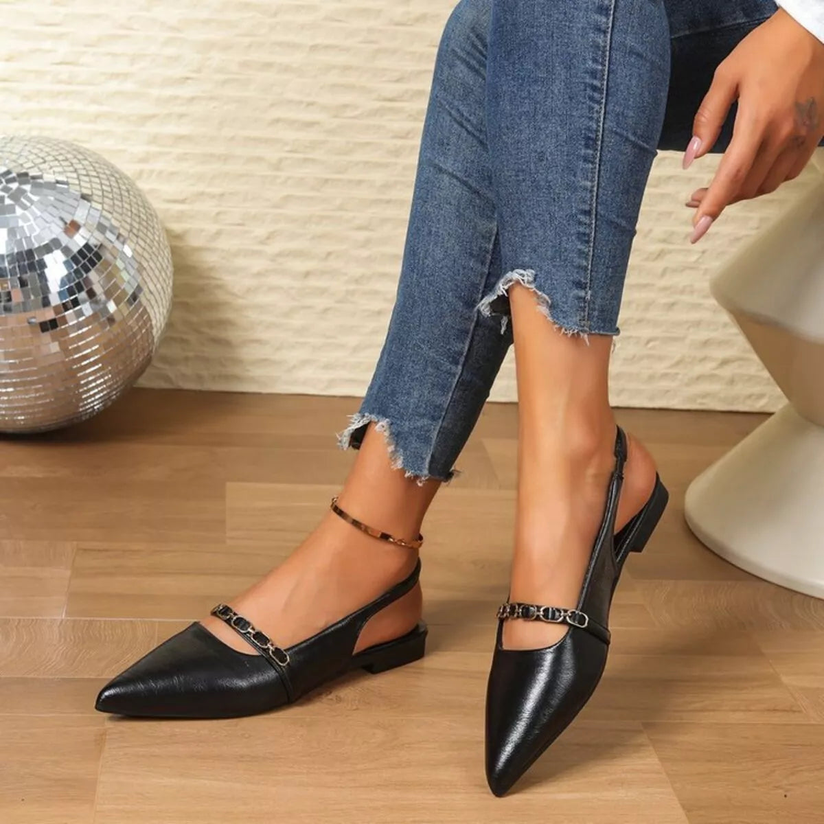 Point Toe Slingback Sandals