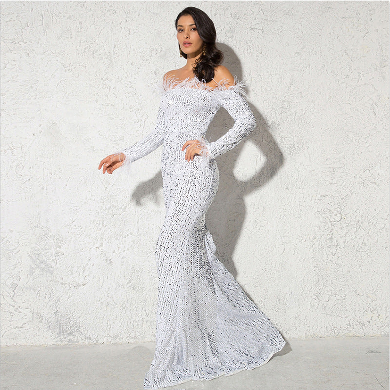 Off-the-shoulder Fishtail Party Formal Dress (See size chart where applicable)